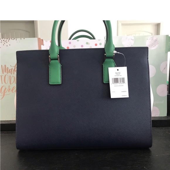 Large Kate Spade Cameron Multicolored Green, white, navy Adjustable Strap - Picture 4 of 5